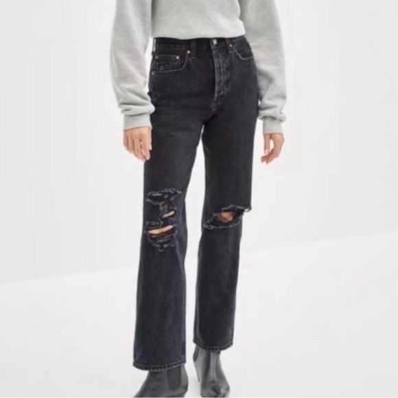 Denim Forum - Joni High Rise Loose in Black - Picture 1 of 8